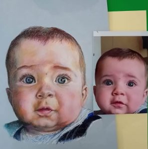 Portrait d'un bébé dessiné au crayon