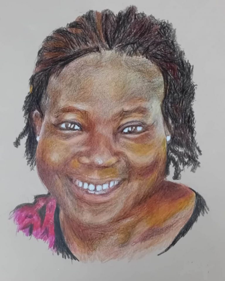 Portrait d'une femme africaine dessiné au crayon