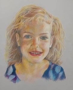Portrait d'une fillette dessinée au crayon