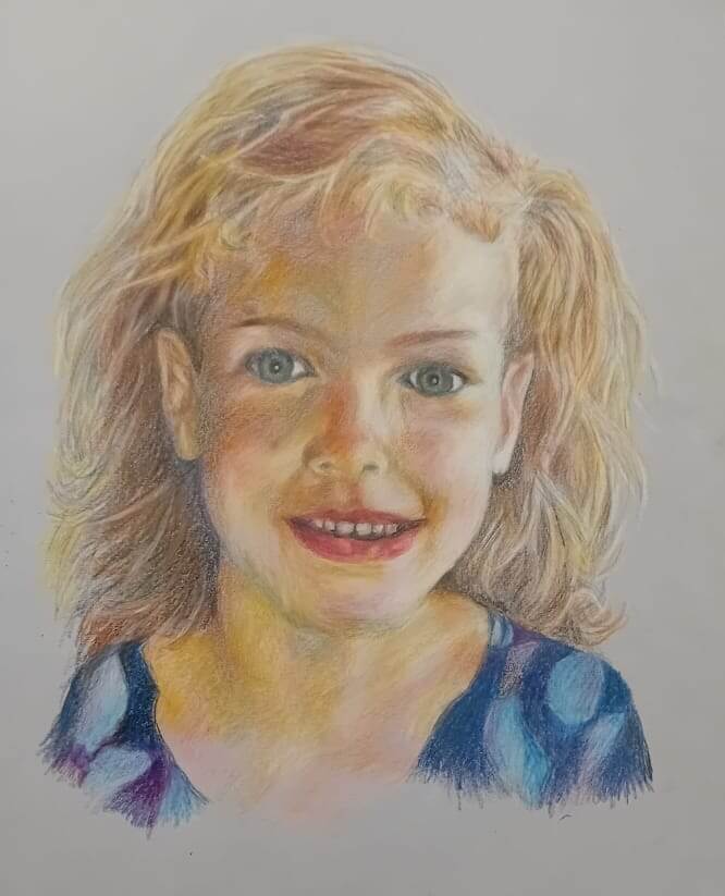 Portrait d'une fillette dessinée au crayon