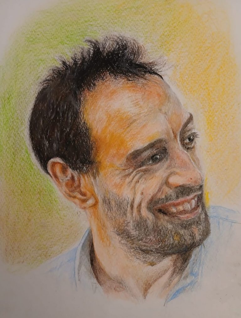 Portrait d'un homme européen dessiné au crayon